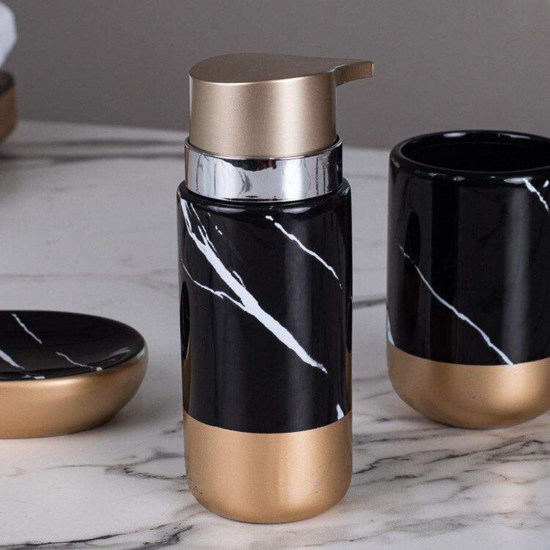 Marble Finish Design Ceramic Bath Set - 3pcs