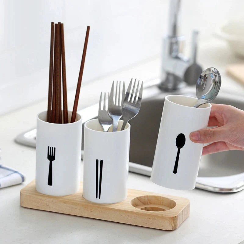 3pcs Cutlery Holder With Drain and Tray