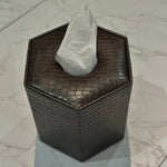 Round Leather Tissue Box