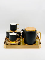 15-Piece Luxury Coffee Essentials Set – Black/White & Gold Finish