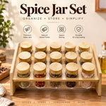 15 piece glass spice jar set, glass spice jars with bamboo rack, kitchen masala organizer, bamboo spice rack, glass masala jar set, spice storage organizer, kitchen spice jar set, transparent glass spice jars, countertop spice organizer, masala storage jars, bamboo kitchen organizer, spice jars with stand, modern kitchen spice rack, kitchen storage jars, seasoning jar set, spice rack Pakistan, masala organizer Pakistan, glass spice jars Pakistan, bamboo spice rack Pakistan, kitchen organizers online Pakista