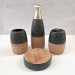 Self Textured Bath Set With Wooden Pattern - 4pcs - Home Hatch