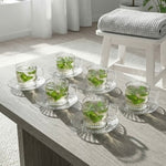 Stella Glass Tea & Coffee Cup Set with Saucers – 240ml (Set of 6)