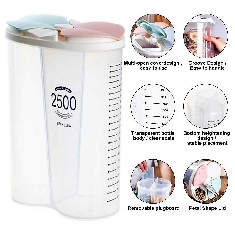 2-Compartment Airtight Food Storage Container – 2500 ml