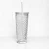 2-in-1 Crystal Tumbler 800ml with Lid and Glass Straw