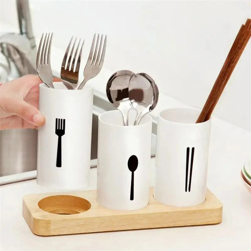 3pcs Cutlery Holder With Drain and Tray