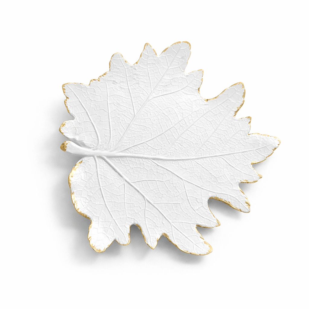 Luxury Leaf Shape Ceramic Trinket Tray – Decorative Ring & Earrings Holder Dish