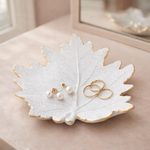 Luxury Leaf Shape Ceramic Trinket Tray – Decorative Ring & Earrings Holder Dish