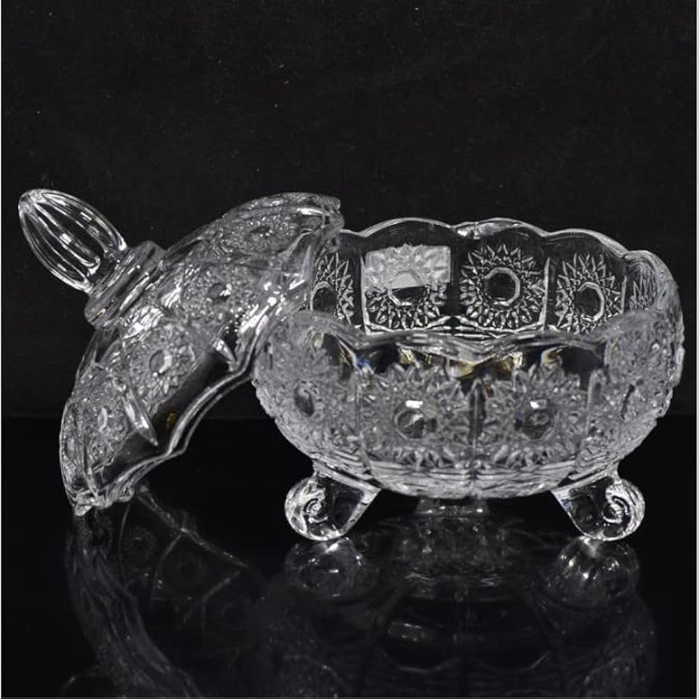 Crystal Glass Candy Jar With Lid | Home Decor