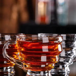 Spiral Pattern Solid Glass Handle Green Tea Cup | Coffee Mug Set of 6-210ml