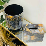 Marble Pattern Tissue Box & DustBin Set