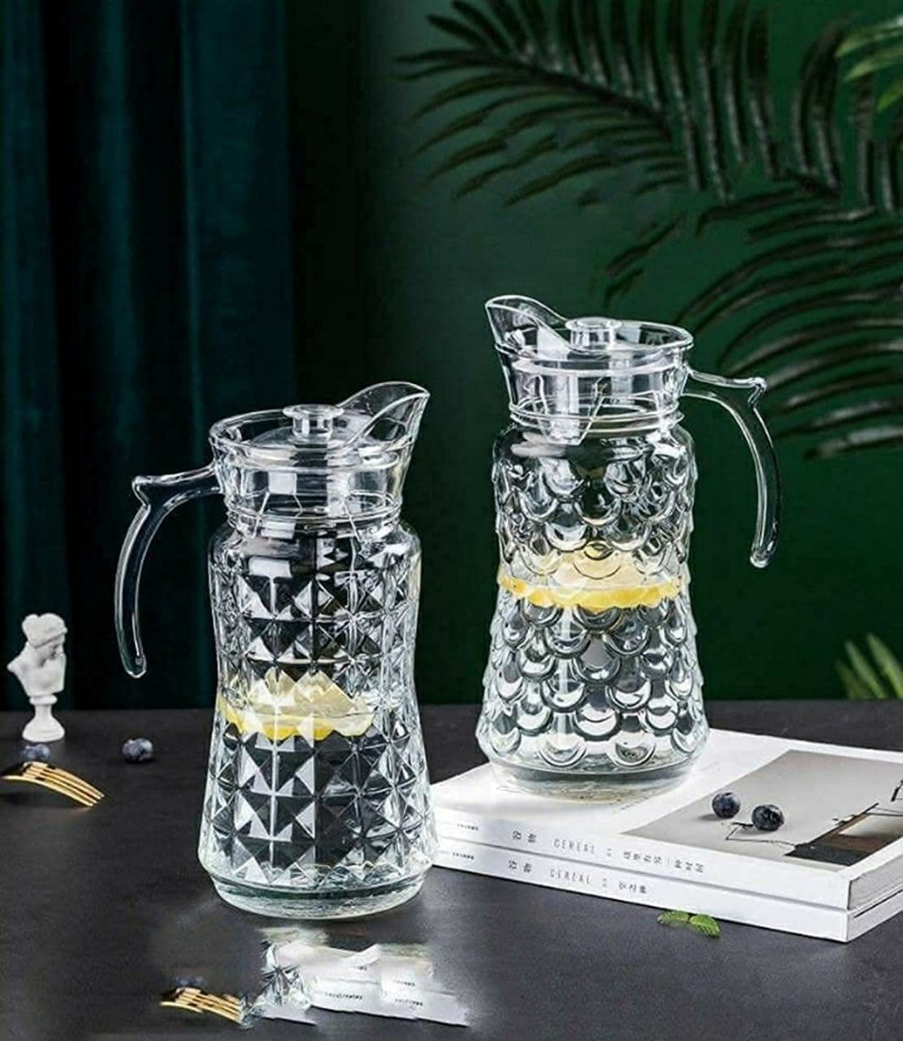 Delisoga Textured Glass Water Jug With Lid Premium Serving Pitcher delisoga-textured-glass-water-jug-with-lid-premium-serving-pitcher