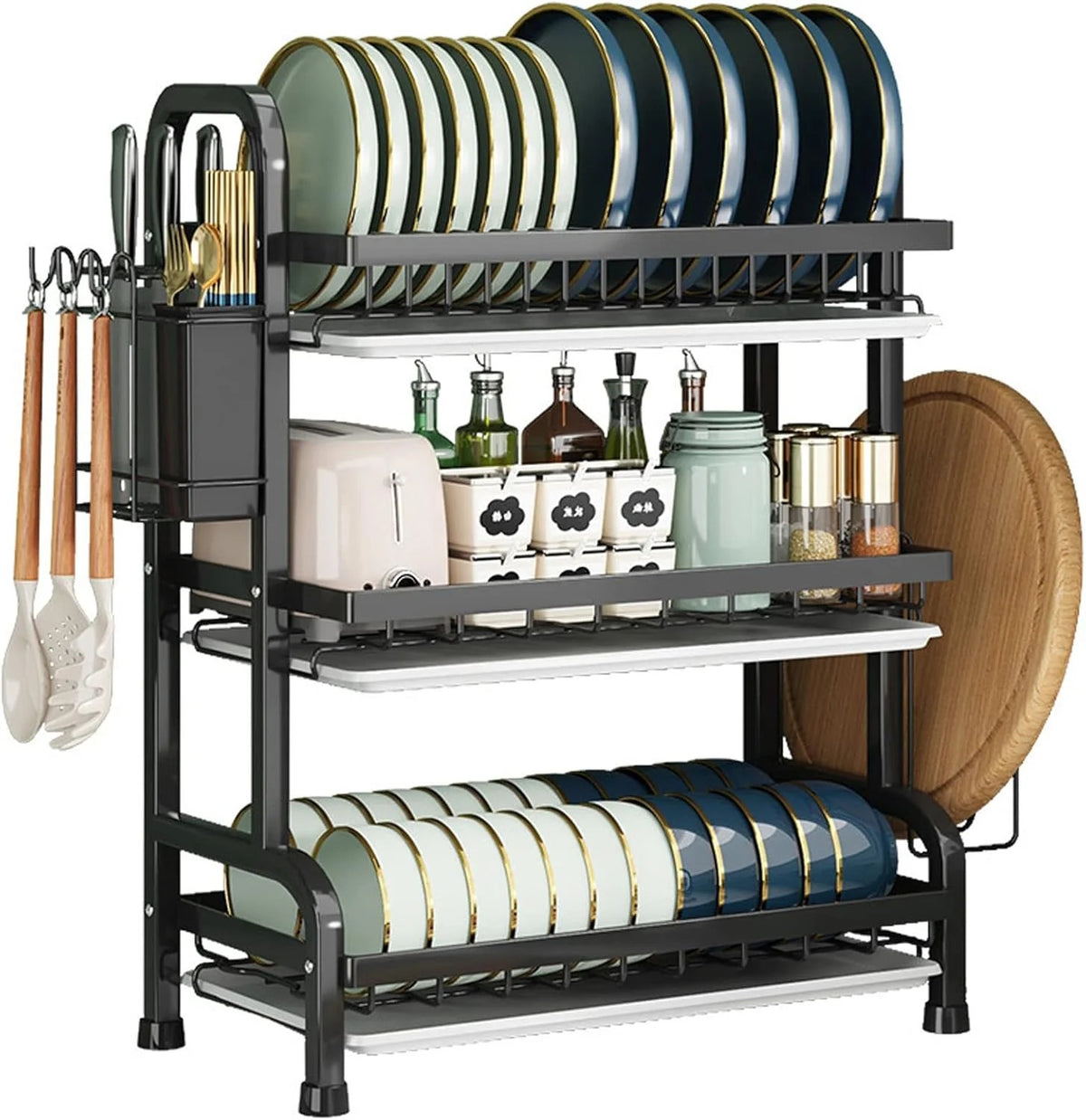 3-Tier-Dish Drying Rack & Utensil Holder