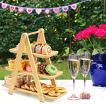 3-Tier Bamboo Serving Tray Stand – Multi-Purpose Dessert & Snack Display