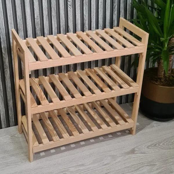 3-Tier Multipurpose Natural Wood Organiser Rack