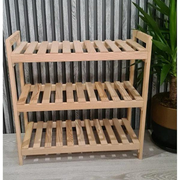 3-Tier Multipurpose Natural Wood Organiser Rack