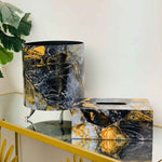 Marble Pattern Tissue Box & DustBin Set