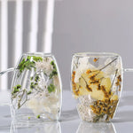 Aesthetic Flowers andFeather InsideDouble Walled Filled Glass Mugs