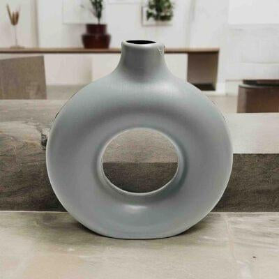 Contemporary Donut Ceramic Vase | Modern Decorative Flower Vase