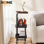 3-Tier Metal Rolling Cart with Wooden Top