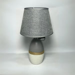 Two Toned Jute Strapped Ceramic Lamp With Shade
