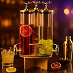 3 in 1 rotating glass beverage dispenser with deer lid high borosilicate beverage dispenser with 3 taps and stand – Pakistan