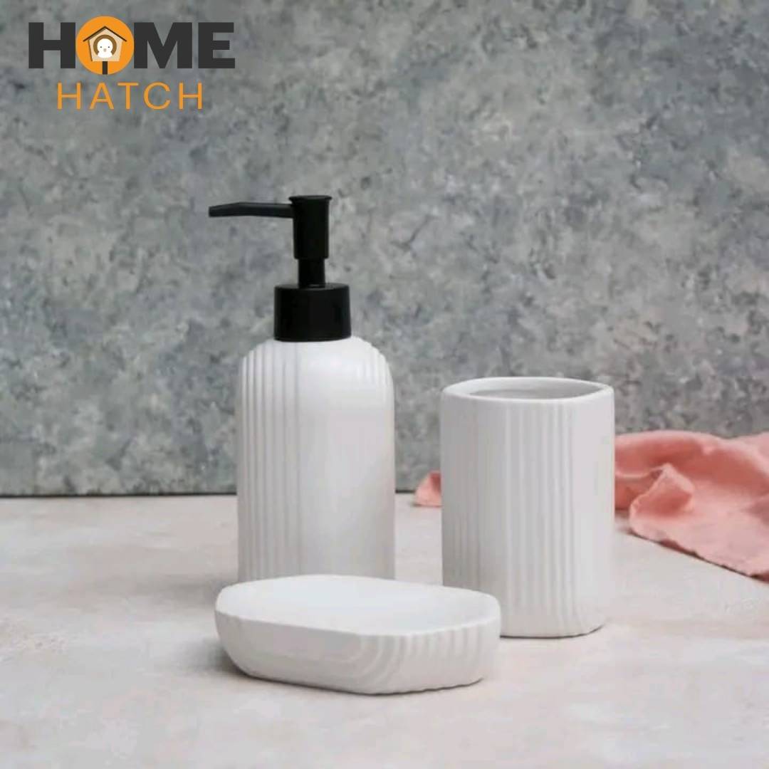Modern Ceramic Bathroom Accessories Set – Dispenser, Tumbler & Soap Dish
