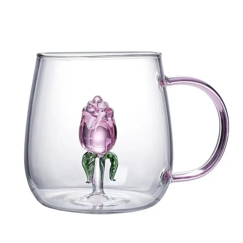 3D Coffee Mug Cute Animal Inside Glass Cup with Handle