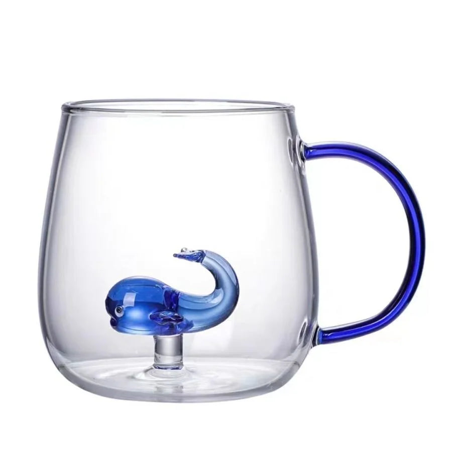 3D Coffee Mug Cute Animal Inside Glass Cup with Handle