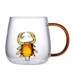 3D Coffee Mug Cute Animal Inside Glass Cup with Handle