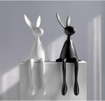 Sitting Bunny Table Ornament – Decorative Rabbit Figurine for Home Décor - Set of 3