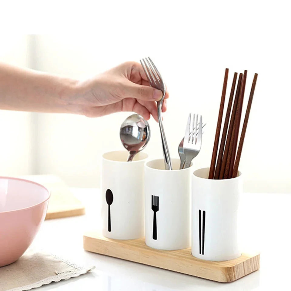 3pcs Cutlery Holder With Drain and Tray