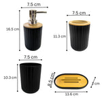 4pcs - Natural Bamboo Lids Bathroom Accessory Set | Bath Set