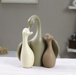 3-Pcs Mother Baby Ducks Porcelain Figurine Set