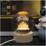 3D Galaxy Crystal Ball Night Light With Wooden Base - Medium
