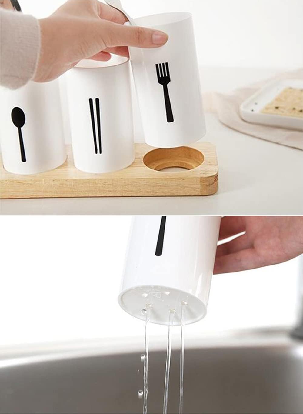 3pcs Cutlery Holder With Drain and Tray