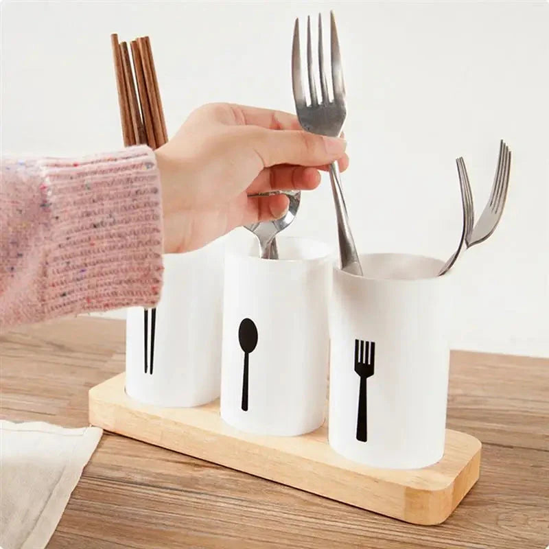 3pcs Cutlery Holder With Drain and Tray