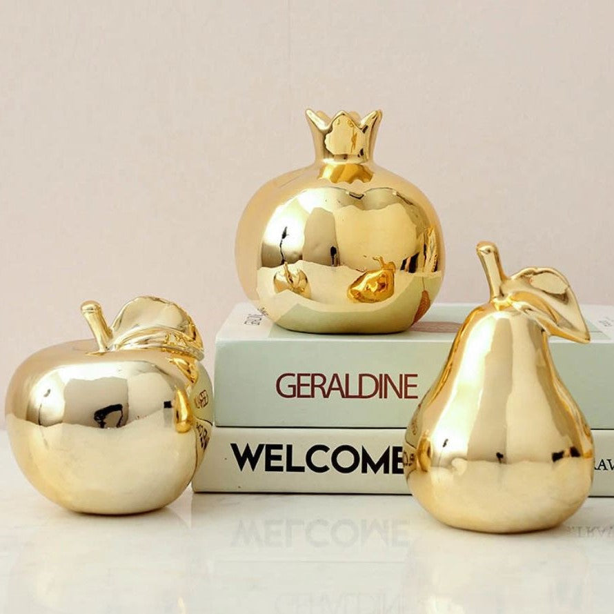 Gold Artificial Pear Ceramic Décor Fruit – Stylish Ceramic Centrepiece for Home Décor in Pakistan