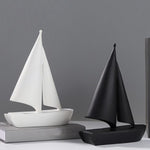 Modern Ceramic Sailboat Figurine | Home Décor