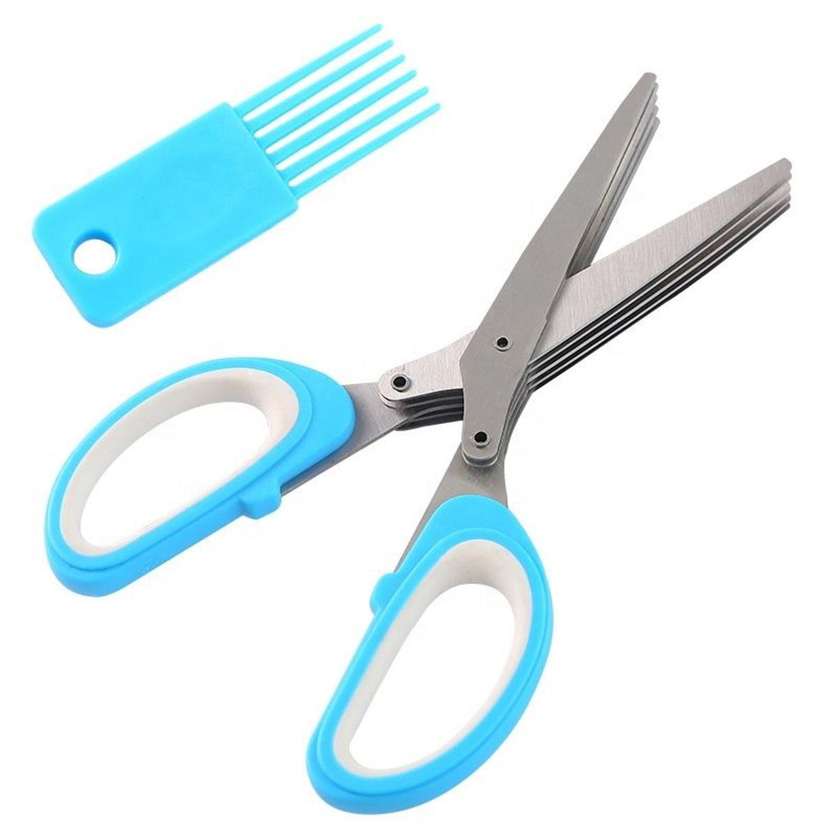 5 Layers Kitchen Scissor – Multi-Blade Herb & Vegetable Cutting Shears with Cleaning Comb | Stainless Steel Kitchen Herb Cutter