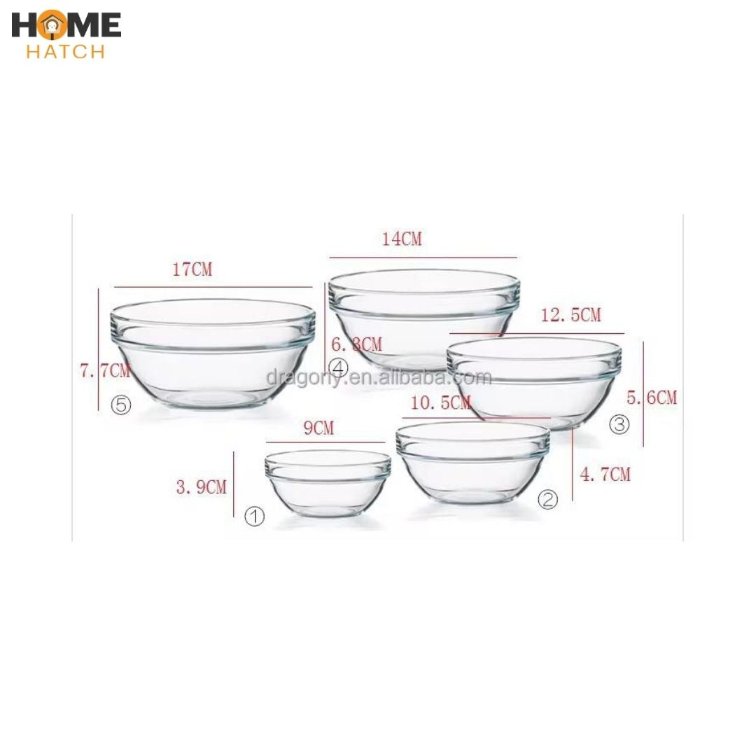 Delisoga Round Glass Storage Bowls 5pcs