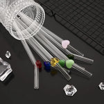 Heart Shape Glass Drinking Straws Set 5pcs Pakistan – Colorful Reusable Glass Straws with Cleaning Brush for Smoothies & Iced Coffee