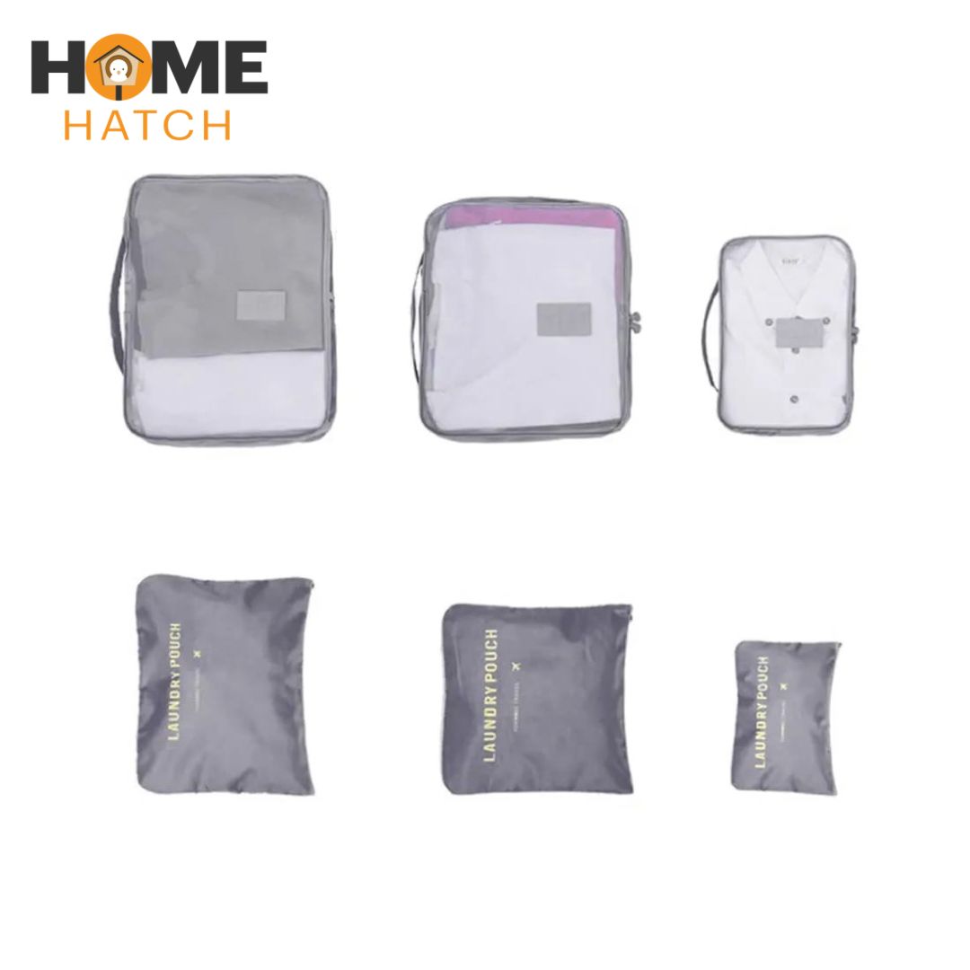 6-Piece Travel Organizer Storage Bags Set – Luggage Packing Cubes & Pouches