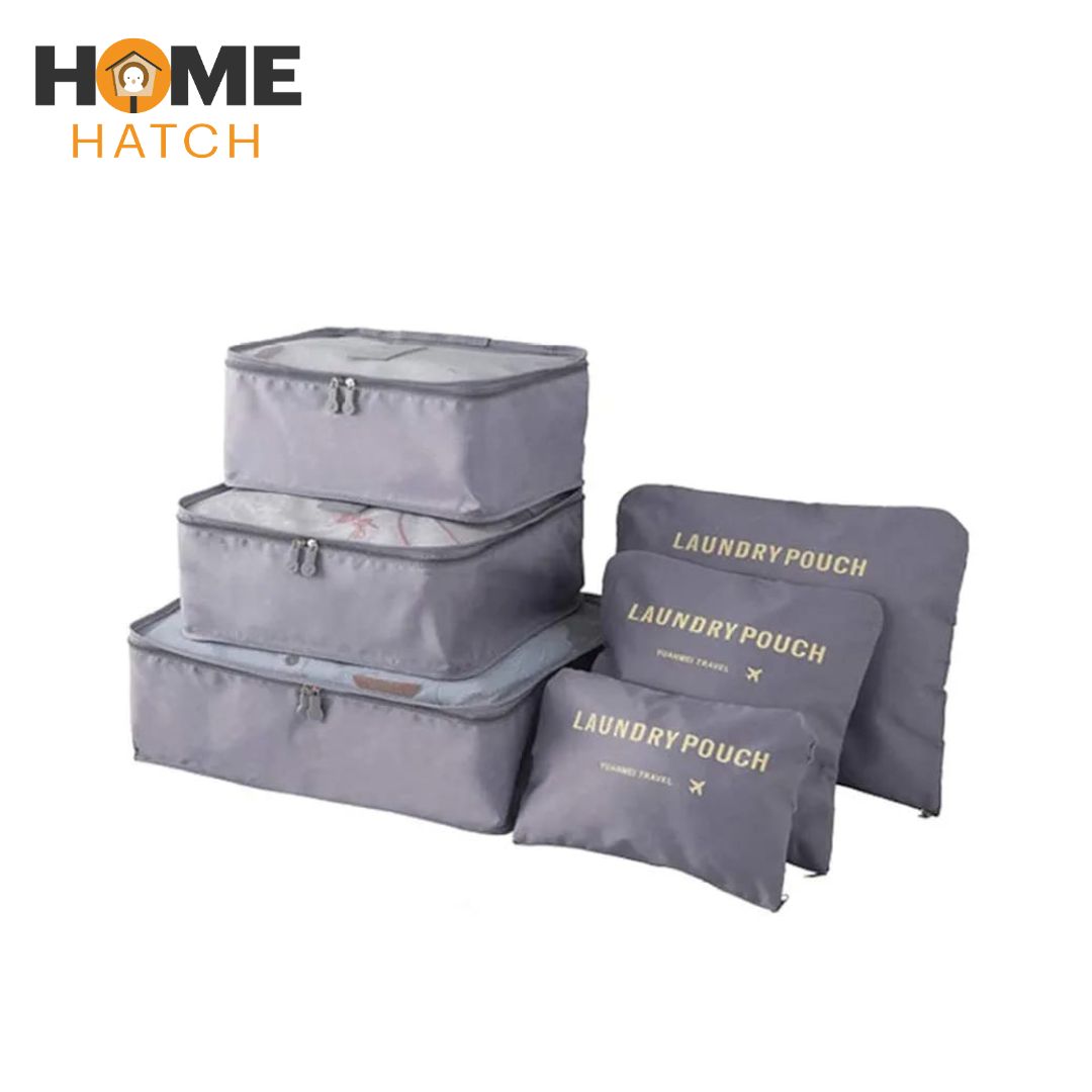 6-Piece Travel Organizer Storage Bags Set – Luggage Packing Cubes & Pouches