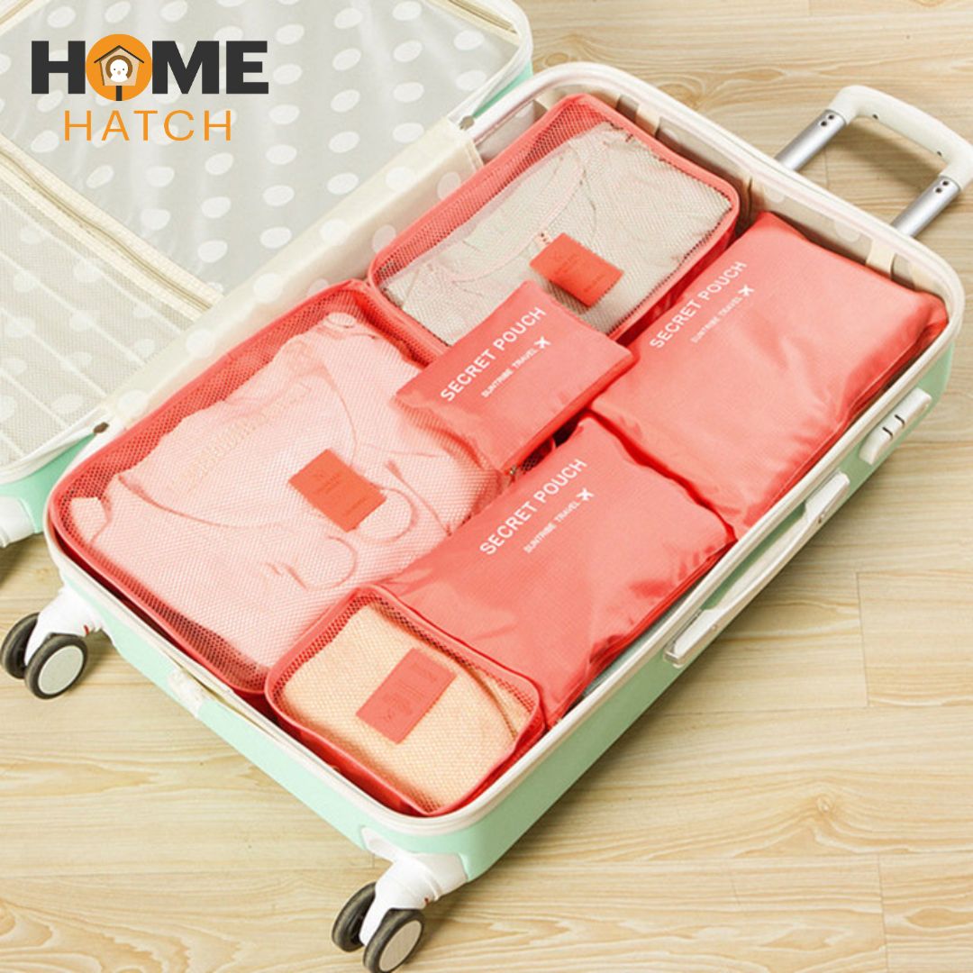 6-Piece Travel Organizer Storage Bags Set – Luggage Packing Cubes & Pouches