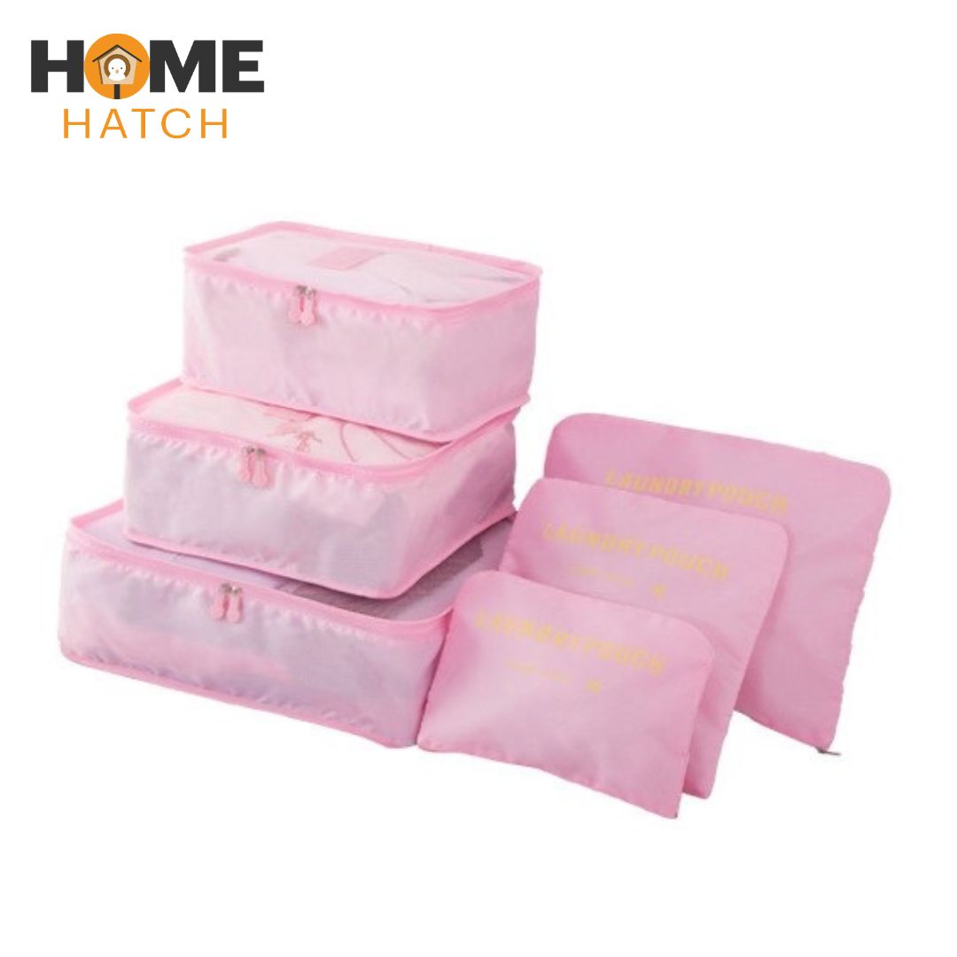 6-Piece Travel Organizer Storage Bags Set – Luggage Packing Cubes & Pouches