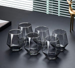 Delisoga Smoke Grey Diamond Shape Drinking Glass Set of 6