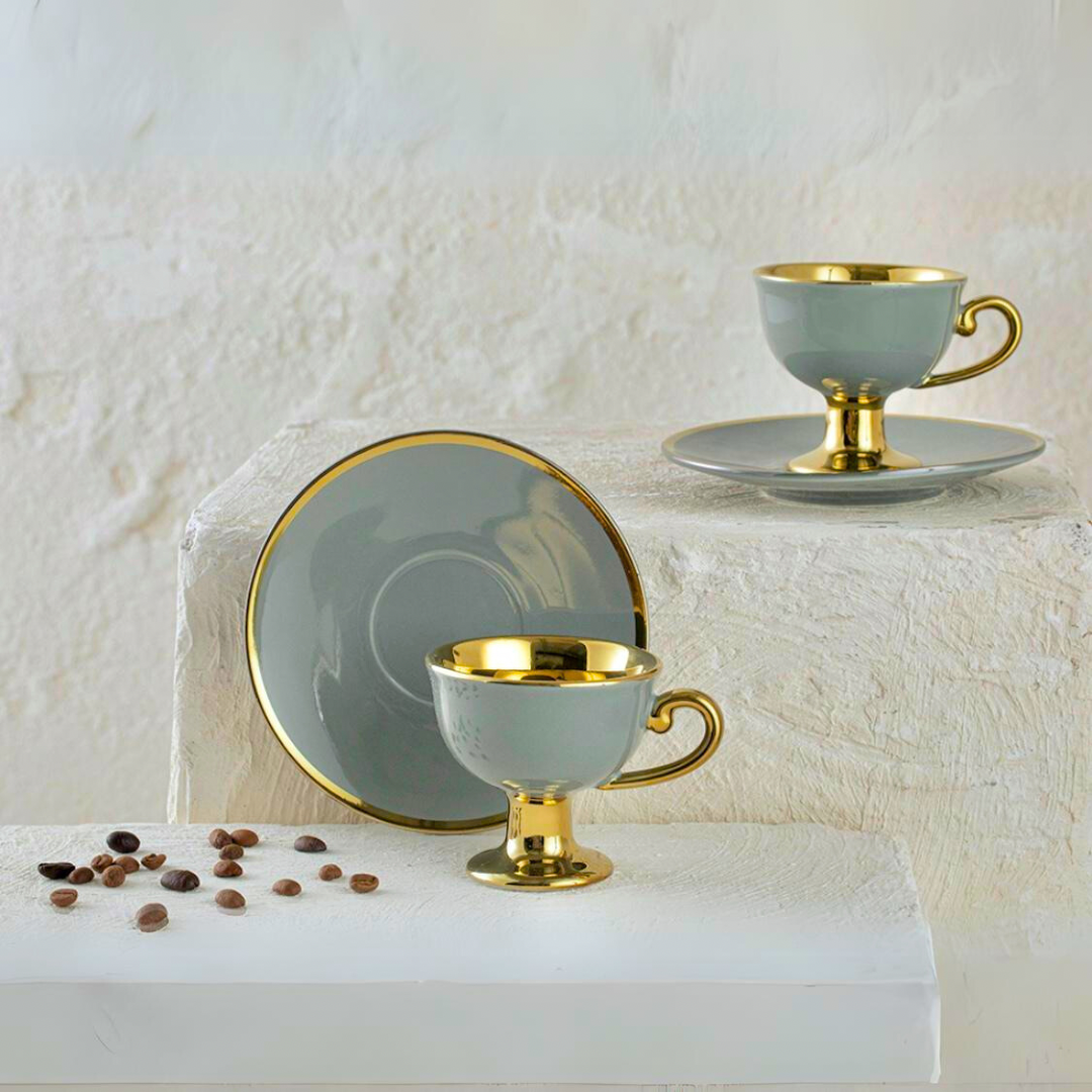 Luxury Gold Detailed Turkish kehwa Porcelain Set - 12pcs