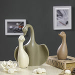 3-Pcs Mother Baby Ducks Porcelain Figurine Set