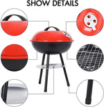14-Inch Portable Charcoal BBQ Grill with Lid & Vents